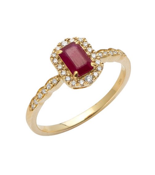 14KY 0.20CTW DIAMOND & RUBY PROMISE RING