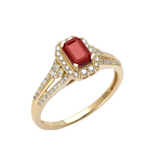 14KW 0.35CTW DIAMOND & RUBY PROMISE RING