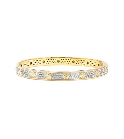 10KY 1.00CTW ROUND DIAMOND DESIGNER BANGLE