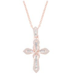 10 Karat Rose Gold 0.72 Carat Diamonds Latin Cross HipHop Pendant-1032098-RG