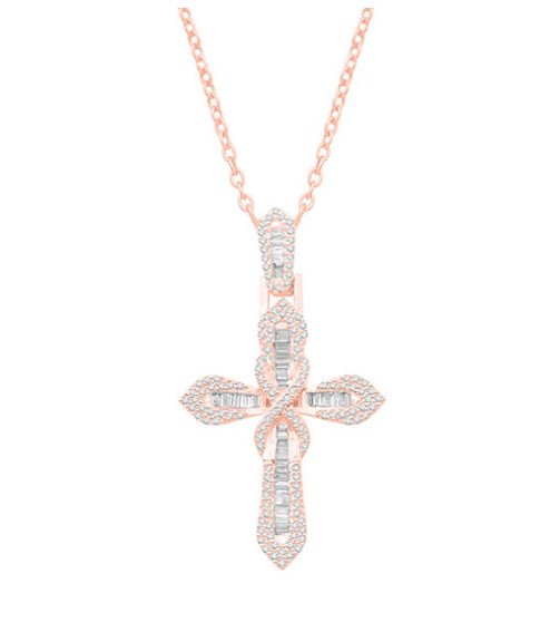 10 Karat Rose Gold 0.72 Carat Diamonds Latin Cross HipHop Pendant-1032098-RG