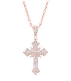 10 Karat Rose Gold 0.66 Carat Diamonds Latin Cross HipHop Pendant-1032103-RG