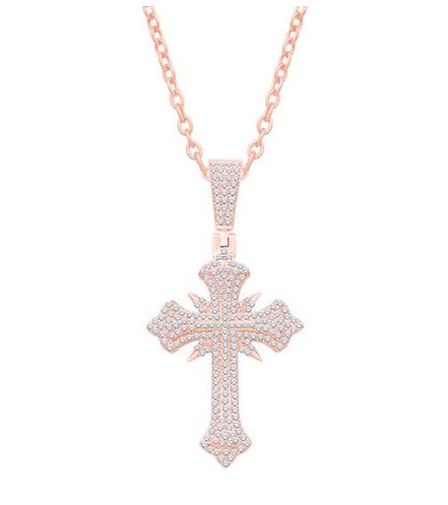 10 Karat Rose Gold 0.66 Carat Diamonds Latin Cross HipHop Pendant-1032103-RG