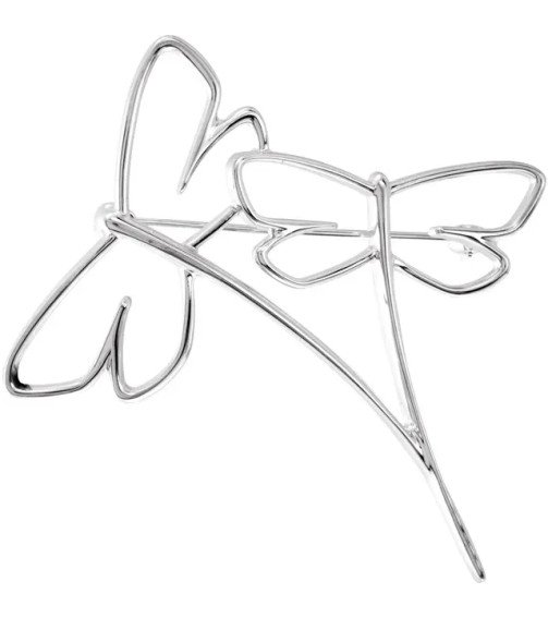 14K White Dragonfly Brooch