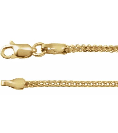 14K Yellow 1.5 mm Hollow Franco 18" Chain