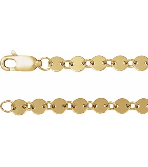 14K Yellow Gold-Filled 4 mm Mirror 7" Chain