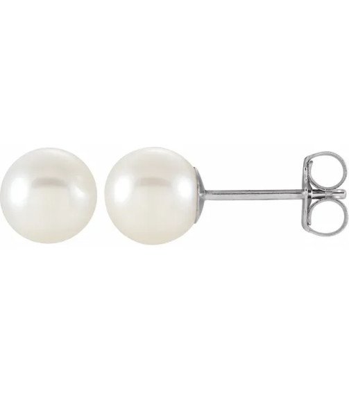 14K White Cultured White Freshwater Pearl Earrings