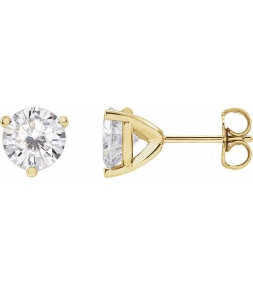 14K Yellow 6.5 mm Round Stuller Lab-Grown Moissanite™ Earrings