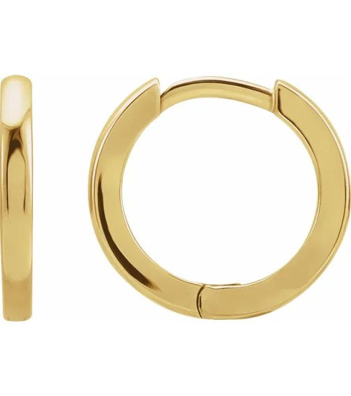 14K Yellow Hinged 12.5 mm Hoop Earrings