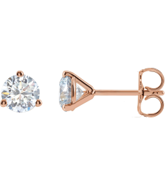 66233 14K Rose Set Round Lab-Grown Diamond Pair 5Mm 1 Ctw Si1-Si2, G-H Friction Friction Backs Included 3-Prong Polished 1 Ctw Lab-Grown Diamond Stud Earrings