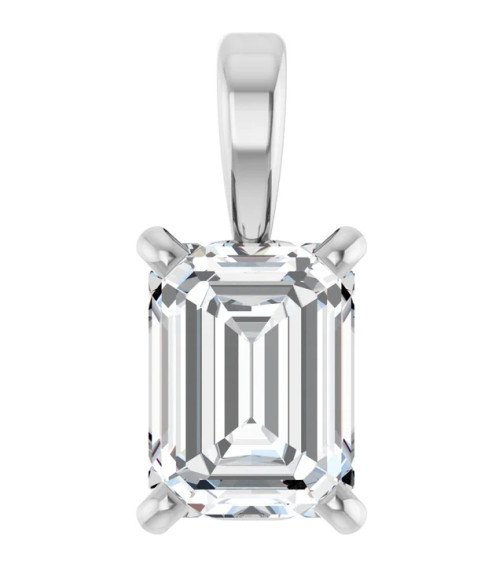 14K White 1/2 CT Natural Diamond Pendant