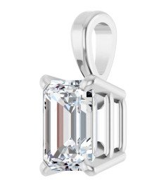 14K White 1/2 CT Natural Diamond Pendant