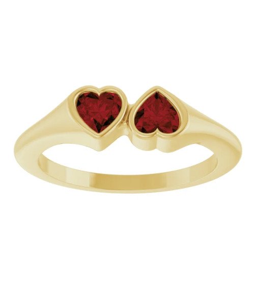 14K Yellow Natural Mozambique Garnet Two-Stone Ring