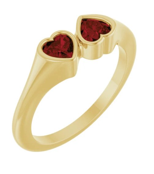 14K Yellow Natural Mozambique Garnet Two-Stone Ring