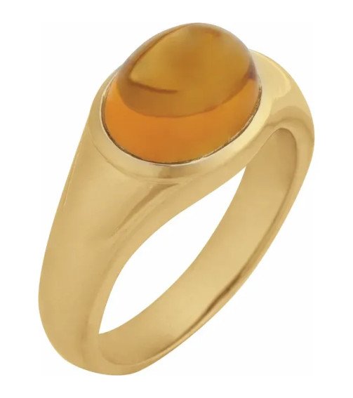 14K Yellow Natural Citrine Cabochon Ring